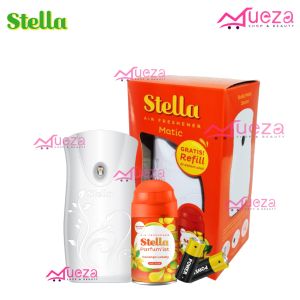 Stella Matic Box Set - Air Freshener Otomatis Multidekorasi (Jasmine/Green Fantasi/Red Berry/Natural Grape) + Aerosol Gratis
