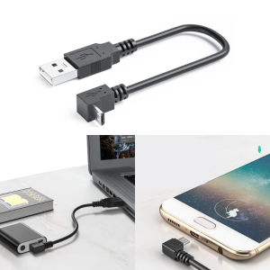 USB2.0 to Micro USB Cable Cord 90 Degree Right Angled Connector Up/Down/Right/Left for Phones Tablets Speaker Fan