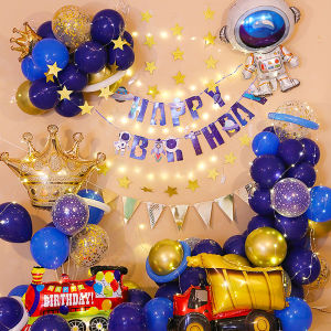 ลูกโป่งอวกาศ ลูกโป่งวันเกิด Happy Birthday ลูกโป่งฟอยส์ ลูกโป่งมุก (สินค้าไม่รวมกาวติดลูกโป่งและที่สูบลูกโป่ง)