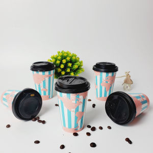 Set 50 chiếc cốc giấy có nắp 360ml Global 12OZ