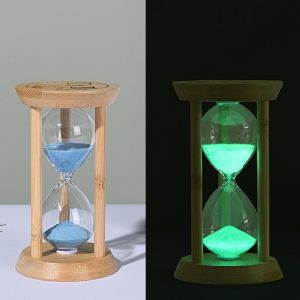 MUKANG Bamboo Fluorescent Hourglass Creative 1/10 Minute Luminous Sand Timer Gift Durable Decorative Sand Clock Bedroom