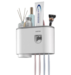 toothbrush holder Bathroom Organizer Auto Dispense Toothpaste Magnet Cup HMart