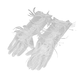 Lady Evening Dinner Gloves Feather Elegant Full Finger White Gloves 1920s Women Feather Gloves Bridal Wedding Gloves