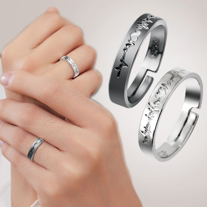 2PCS European and American fashion stainless steel hand in hand love series creative couple pair ring men and women ring
