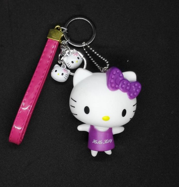 Purple Hello Kitty Keychain with Two KT Head Jingle Pp Material