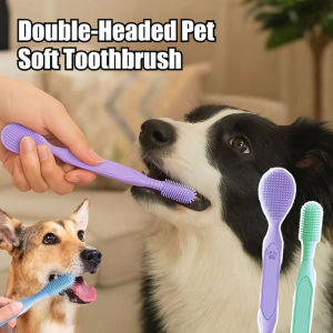 Pet Toothbrush Remove Stains Oral Hygiene Double Headed Dog Toothbrush Pet Cleaning Tool
