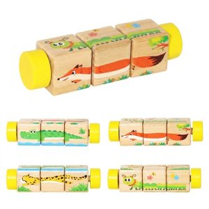 YYLINGX Wooden Rotating Puzzle Toy Safe Hand Wooden Jigsaw Puzzle Rotating Montessori Puzzle Game Toddlers