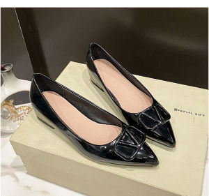 [Free Shipping] Nude Patent Leather Flats For Women 2026 New Style Shallow Toe Pointed Toe Flat Shoes Work Shoes Elegant WomenS Shoes In Stock