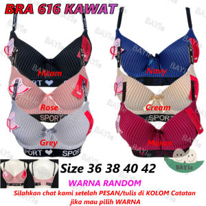 BAYIe - 3 PCS BH / Bra Wanita Cewek Dewasa Motif Salur FEMA 616 Cup C Busa Sedang Pakai Kawat Kaitan 3 Size 36 - 42