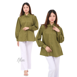 Nhm Kemeja Wanita Tangan Panjang Katun Toyobo Formal Casual