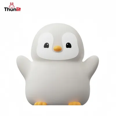 Thunlit Cute Penguin Lamp Rechargeable Pat LED Silicone Penguin Light Bedside Sleeping Night Lamp Student Creative Gift for Friends