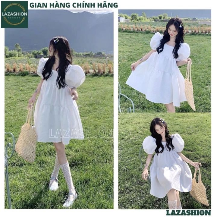 Váy nhung xoè tay bồng tiểu thư sang chảnh chất loại 1 | Shopee Việt Nam