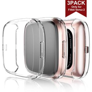 3 Pack Ultra Thin Screen Protector Case Compatible with Fitbit Versa 2 TPU HD Full Protective Case Cover Scratch Resistant Shock Absorbing for Fitbit Versa 2/Versa 2 SE