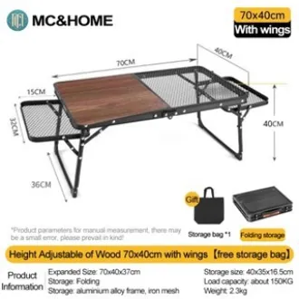 Nearra Stable Outdoor Folding Table Mesh Table Multifunctional Portable Aluminum Camping Table With Storag