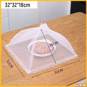 1pc White Mesh Food Cover Anti-Fly Vegetable Cover Foldable Mesh Screen Nurm