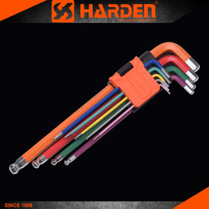 Harden 540615 9pcs Color Ring Extra Long Type Long Type Ball Point Hex Key Wrench Set range:1.522.53456810mm