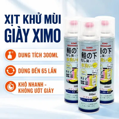 Bình Xịt Khử Mùi Hôi Chân Và Làm Sạch Mùi Giày Ximo Cao Cấp 300ml Loại Bỏ Vi Khuẩn Ngăn Mồ Hôi Công Nghệ Bạc AG+