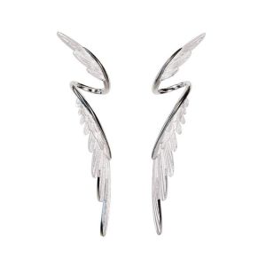 NADIFTD Alloy Ear Clips Wings Shape Silver Color Dangle Earrings Fashion Jewelry Elegant Elf Ear Cuff Women