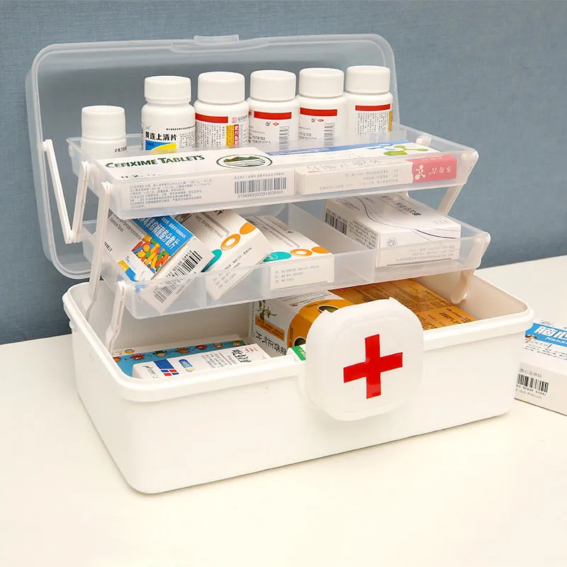 Large Size Medicine Storage 3 Layer Medicine box Portable Aid Kit Storage  Box Organizer Box Plastic