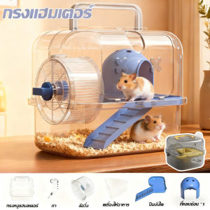 Scten กรงแฮมเตอร์ กรงกระรอก กรงหนูแฮมเตอร์ขนาดใหญ่ กรงพกพา พร้อมอุปกรณ์ ทำความสะอาดง่าย