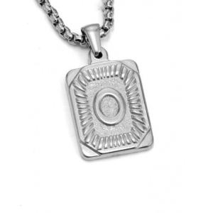 Stainless Steel Pendant Necklace Men Fashion Letter Square Necklace Adjustable Chain Necklace Present for Man Woman