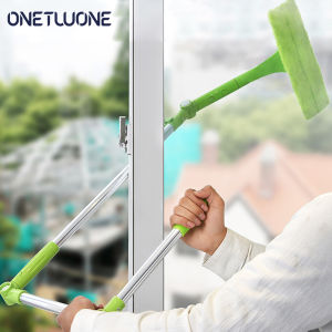 Onetwone 2in1 Window Cleaner Glass Cleaning Tool with water scraper Glass Cleaner Window Squeegee Microfiber Extendable Window Scrubber Telescopic Handle Glass Sponge