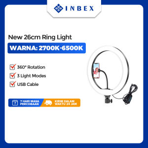 INBEX Ring Light +Overhead Phone Stand LED 26cm Lampu konten kreator Ring Light Video Masak Vlog Lampu Fotografi