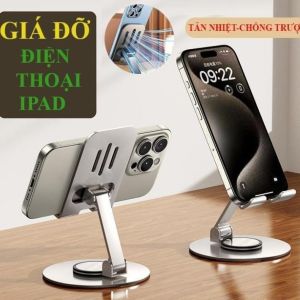Giá đỡ Điện Thoại Ipad Máy Tính Bảng Xoay 360 ĐộGiá để bàn điện thoại Kim Loại Tản Nhiệt Gấp Gọn Phukienprocare