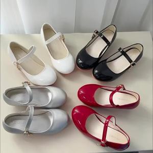 Toddler Shiny Elegant Princess Shoes Kids Patent Leather Mary Jane Low Heel Shoes School Uniform Shoes for Wedding Birthday2026