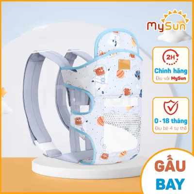 Địu em bé sơ sinh 4 tư thế có đỡ cổ đa năng ngồi xe máy an toàn cao cấp chính hãng MySun