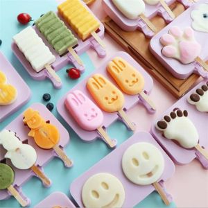 ABWBT Silicone Ice Cream Mold Popsicle Molds DIY Homemade Cartoon Ice Cream Popsicle Ice Pop Maker Mould