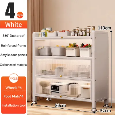 Rak Dapur Kitchen Storage Rack Multifunction With Door Wheels Rack Microwave Oven Cabinet Kitchen Storage Racks