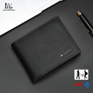LouisWill Fashion Short Wallet RFID Anti Theft Brush Retro Wallet Business Wallet Soft PU Wallet Multi-Card Position Wallets Travel Purses Zipper Coin Pouch ID Credit Cards Holders