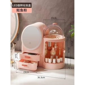 Hộp đựng mỹ phẩm kết hợp bàn trang điểm có gương LED và ngăn kéo để lưu trữ đồ trang điểm mỹ phẩm và đồ chăm sóc da