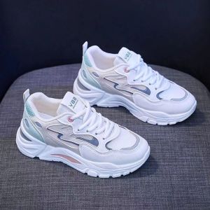 2025Breathable Chunky Sneakers Women - Platform Cushioned Shoes for School & Daily Anti-Slip White Fashion Shoes8/27