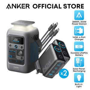 [Bundle Deal] Anker SOLIX C300 DC 288Wh | 300W Portable Power Station + Anker 140W 4-Port USB-C GaN Charger
