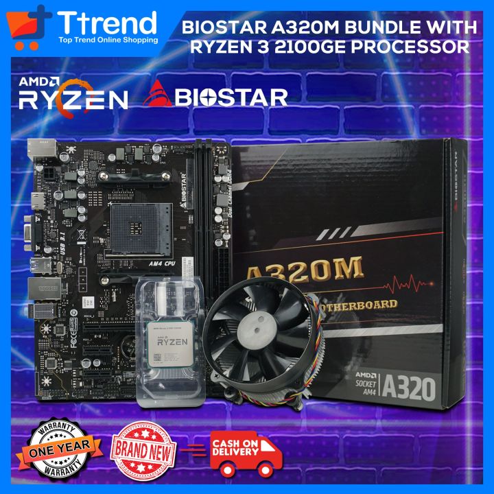 Bundle AMD Ryzen 3 PRO 2100GE w/ Radeon Vega 8 Graphics + Biostar A320M ...