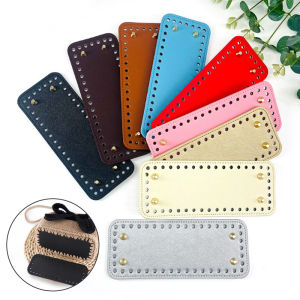 LYM 8x20cm Handmade Oval Bottom For Knitted Bag PU Leather Wear-Resistant Accessories Bottom With Holes DIY Crochet Bag Bottom