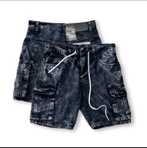 Celana Cargo Jeans Pria Panjang Reguler Black Sunwash Long Pants Denim Kargo Gombrong Outdoor Gunung