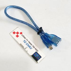 Cáp OTG Mini USB (Dạng Hình thang Mp3) / Cáp dài 30Cm (Màu Xanh)