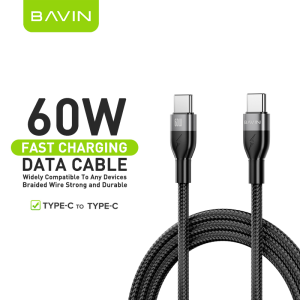 BAVIN CB353 Fast Charging Data Cable 1 Meter Nylon Braided Cable Wire Type-C 60W 30W 18W 12W