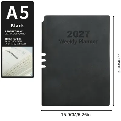 2027 A5 English Agenda Planner Organizer Diary 365 Days Notebook Daily Journal Stationery Weekly Plan Book Notepad Business Notebook