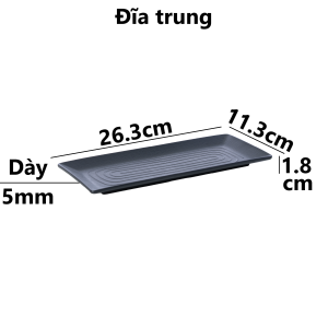 Set 2 Đĩa chữ nhật vân gỗ nhựa VIỆT NHẬT - Đĩa dài đựng đồ ăn vặt hoa quả - 1184/5/6