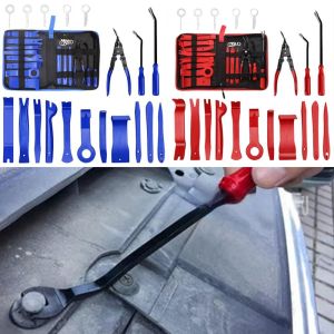 NOCASE 19PCS Plastic Car Trim Removal Tool Panel Tool Red Blue Auto Trim Puller Tool Universal Rivet Fastener Pry Tools Set Auto Repair