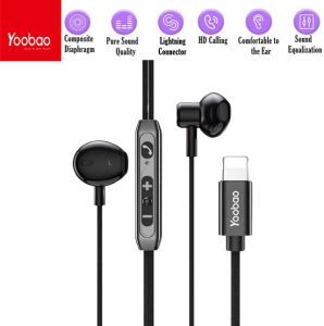 Original YOOBAO L-L13 Comfortable Design Superior Sound and Call Wired Earphone with Microphone For Lightning Devices