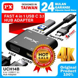 USB Type C 3.1 Hub Converter Adapter to HDMI 4K VGA 1080P USB 3.0 Macbook Ipad Laptop Asus Lenovo Type C 3.1 Thunderbolt 3 PD Charging 4 in 1 PX UCH14B