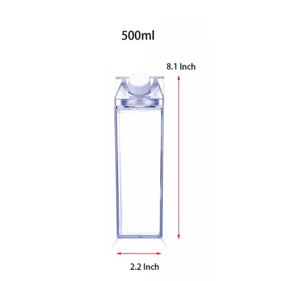 500/1000ml Milk Carton Water Bottle Transparent Plastic Portable Clear Box for Juice Tea Milk Bottles Drinking Cup