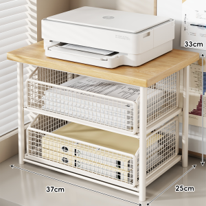3 Layer Thickened Kitchen Countertop Organizer Rack with 2 Drawers Pull Out Desktop Drawer Organizer Kitchen Rack Organizer Microwave Oven Shelf Coffee Machine Coffee Capsule Rack Multi-functional Office Printer Rack File Organizer Storage Space Saver