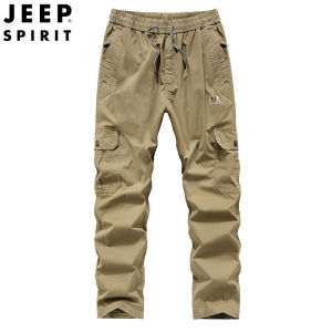 Jeep Spirit Quần Nam quá khổ quần sợi bông nhiều túi Quần Túi Hộp ống đứng dáng rộng Quần túi hộp ngoài trời