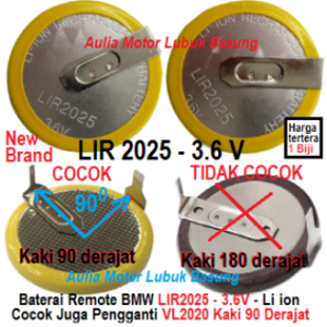 Baterai Remote Kunci 3.6V LIR2025 Rechargeable BMW 1 3 5 6 Series E34 E36 E38 E46 E60 E90 dll VL2020